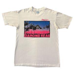 Vintage 80s Hawaii Diamond Head Graphic T‑Shirt Hanes 50/50 Single Stitch M